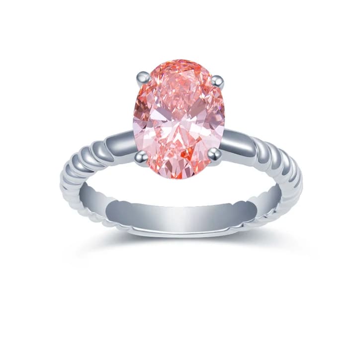 MSR-1437 Customized Jewellery 14K White Gold Oval Shape 2.48ct VVS2 pink Lab Grown Diamond Ring