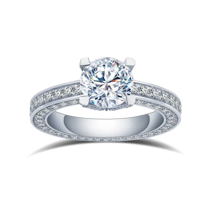 MSR-1444 PT950 Round Cut HPHT IGI Lab Diamond Custom Solitary Ring