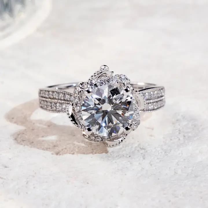 MSR-1449 18K Gold Customized 1ct D VVS2 CVD HPHT Round Lab Diamond Jewellery Ring