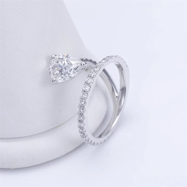 MSR-1456 18K White Gold 1.19CT E VS1 Pear Cut Lab Grown Diamond Ring Customized Jewellery