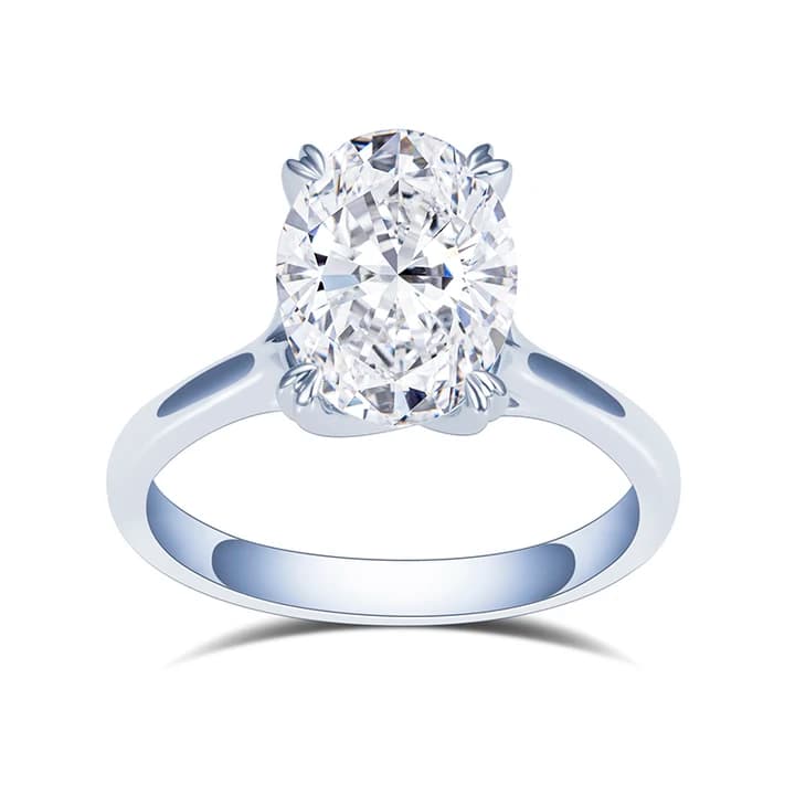 MSR-1480 14K Gold Customized 2.06CT D VVS1 CVD Oval Lab Diamond Solitary Ring