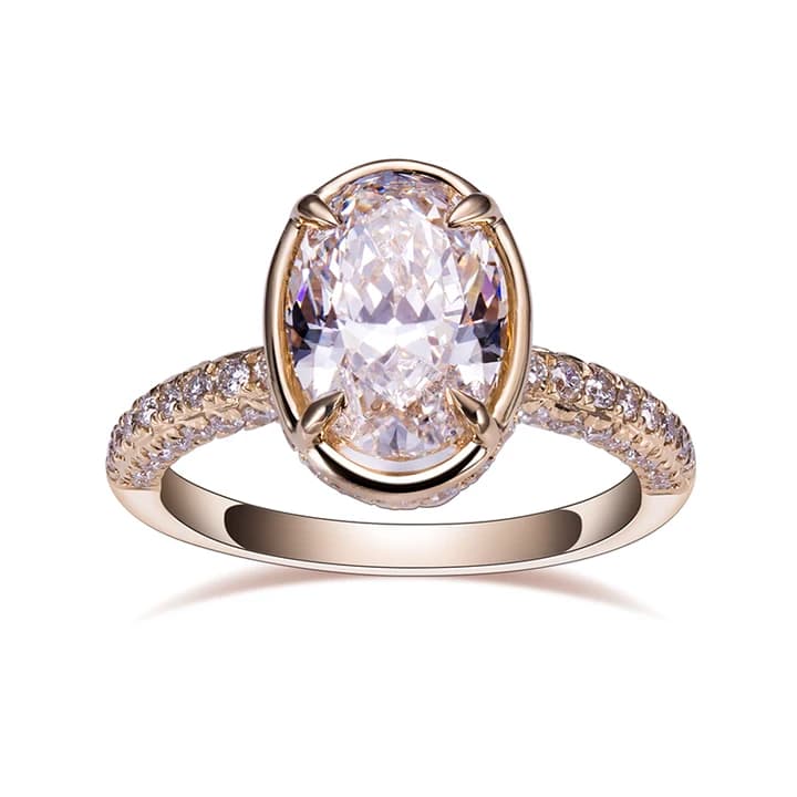 MSR-1481 18K Gold Customized2ct E VS1 CVD HPHT Oval Lab Diamond Jewellery Ring