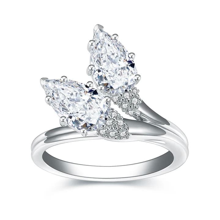 MSR-1517 18K White Gold Customized IGI 1.1CT E VVS1 Pear Cut Lab Diamond Solitary Ring
