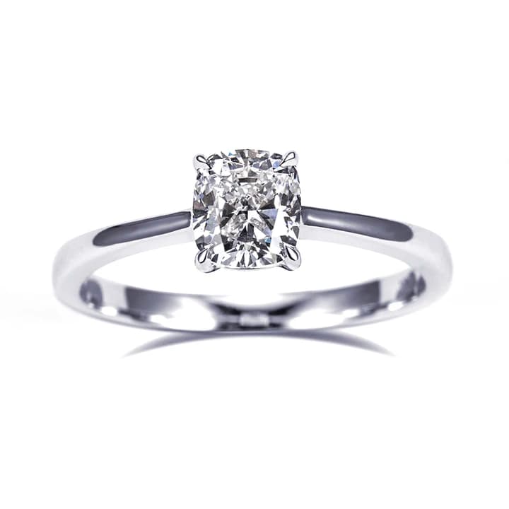 MSR-1542 18k Gold Solitaire Ring 1.5CT D VS1 Cushion Lab Grown Diamond Ring