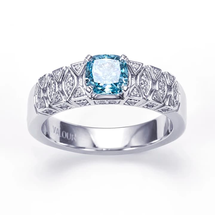 MSR-1545 PT950 Fashion Engagement Ring 1.05CT Blue Lab Grown Diamond Ring