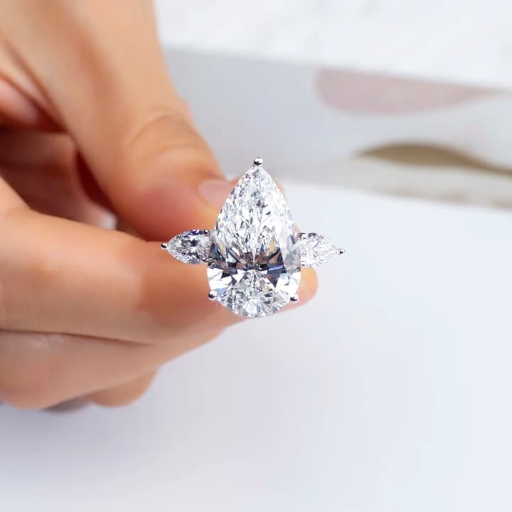 MSR-1553 Big Size Diamond Jewellery 9ct G VS1 Lab Grown Diamond Ring Pear Shaped Lab Created Diamond Ring Yellow Gold 18k