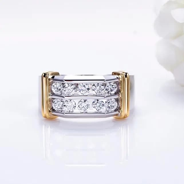 Messi Gems MSR-1570 18K White Gold Round Shape Lab Grown Diamond Ring for Men