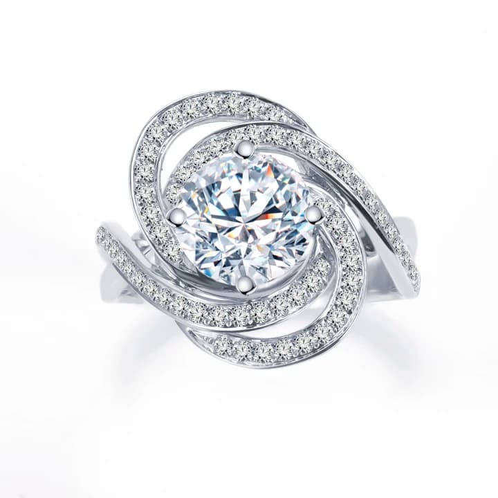 MSR-1582 18K Gold Customized ROUND Diamond 1.91ct D VVS2 Lab Diamond Ring