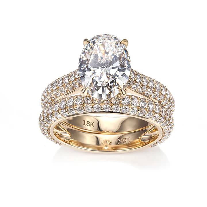 MSR-1584 18K Gold Customized Oval Shape 3.1ct F VS1 Lab Diamond Stackable Ring