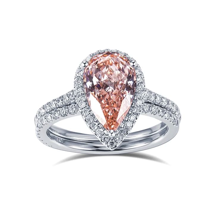 MSR-1594 18K Gold Customized Pink Oval Diamond 1. 83ct VS1 Lab Diamond Ring