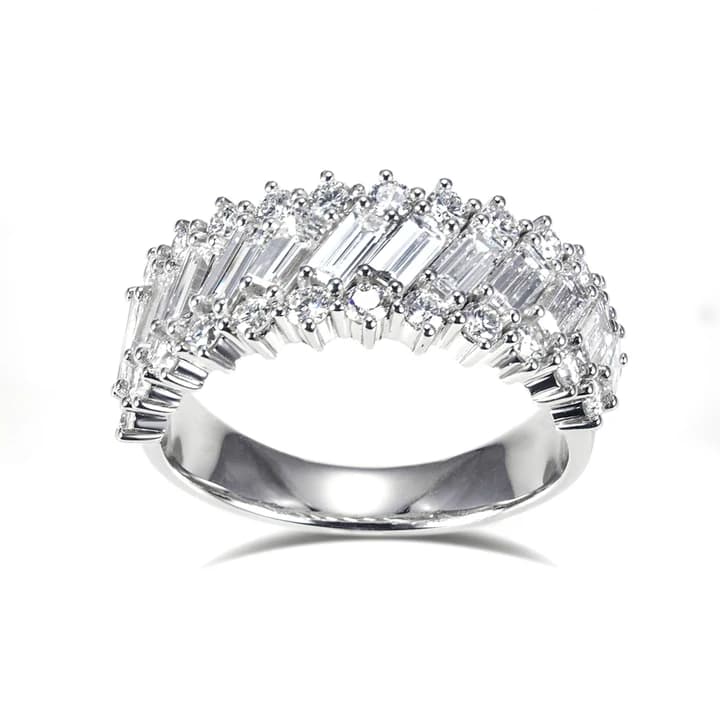 MSR-1619 18K Gold Customized Baguette Shape 0.11ct DEF\/VVS Lab Diamond Ring