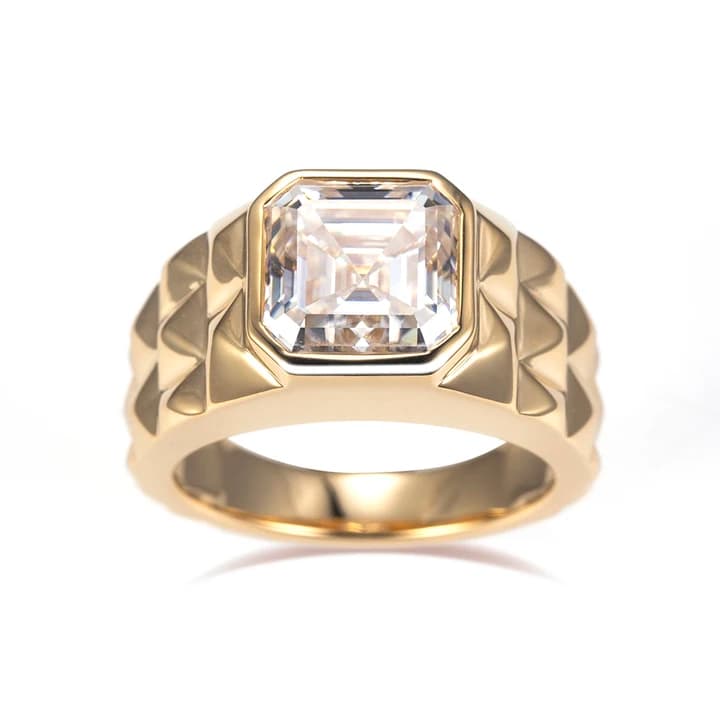 MSR-1629 18K Gold Customized Asscher Shape 5.04ct D VS1 Lab Diamond Ring