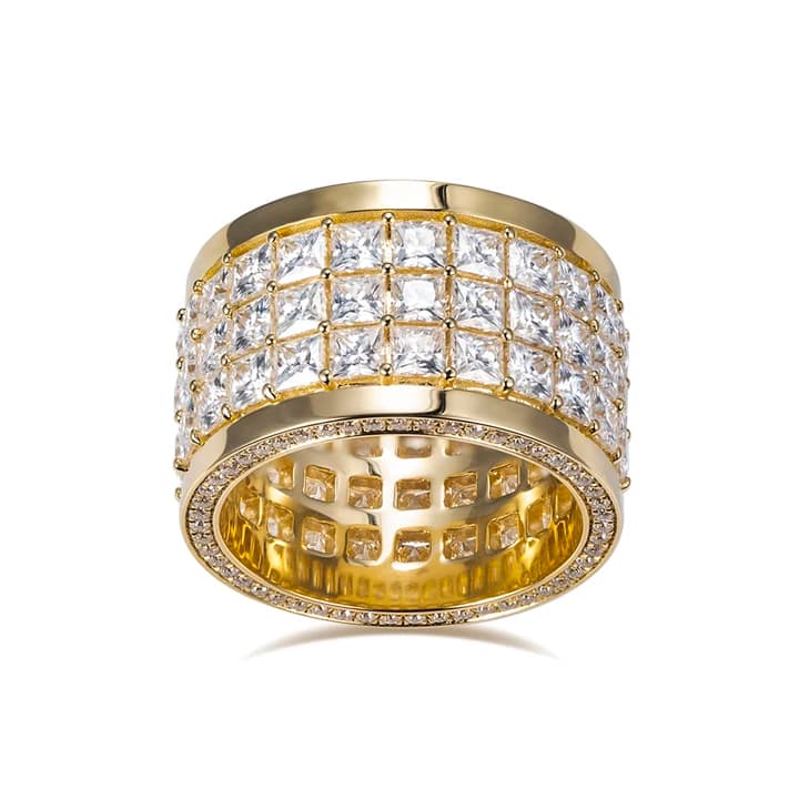 MSR-1638 18K Gold Customized square 3*3 Shape Lab Diamond Ring