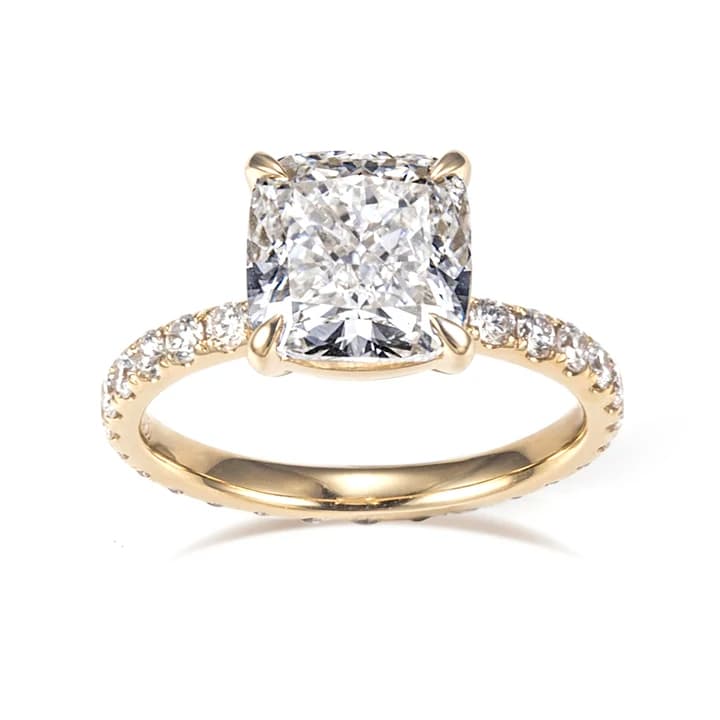 MSR-1639 18K Gold Customized 4.02CT D VS1 CVD Asscher Shape Lab Diamond Solitary Ring