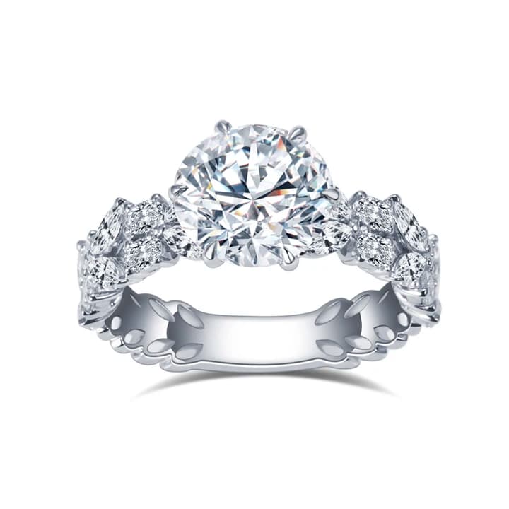 MSR-1649 18K White Gold 3CT E VS1 Round Shape Lab Diamond Ring