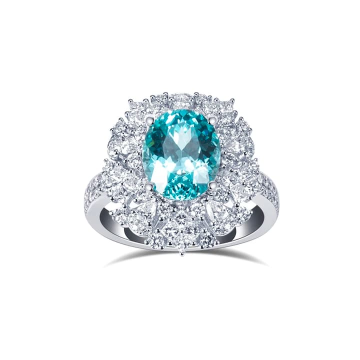 Messi Gems MSR-1657 14K 18K Gold Aquamarine Oval Women Jewellery Gemstone Ring