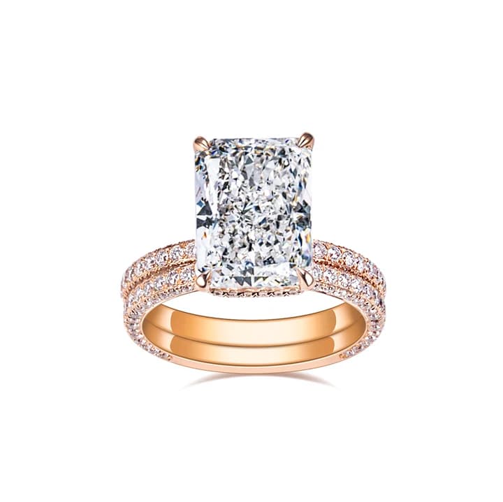 Customized MSR-1664 14K\/18K Gold Couple Ring 5.7CT F VS1 Radiant Shape Lab Grown Diamond Rings