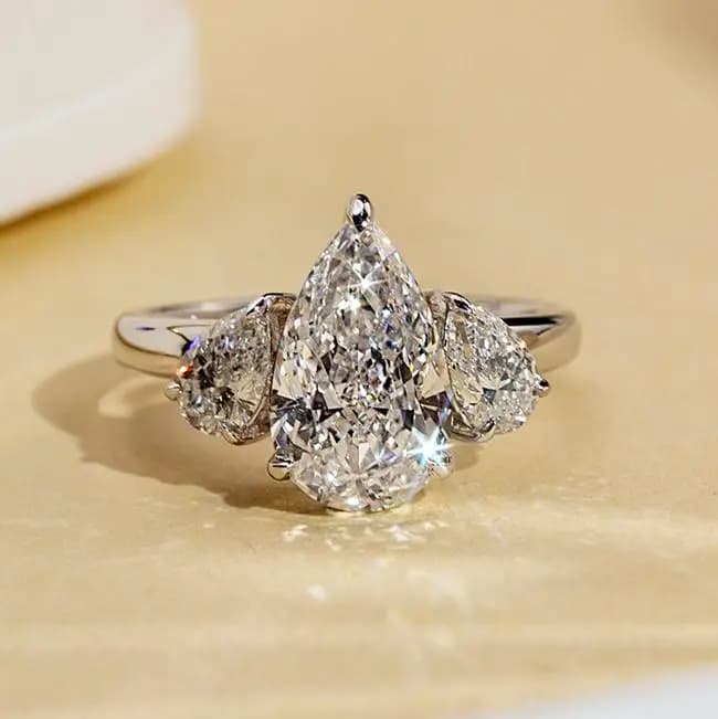 MSR-1670 18k White Gold Luxury Engagement Ring Pear Cut Lab Grown Diamond Ring