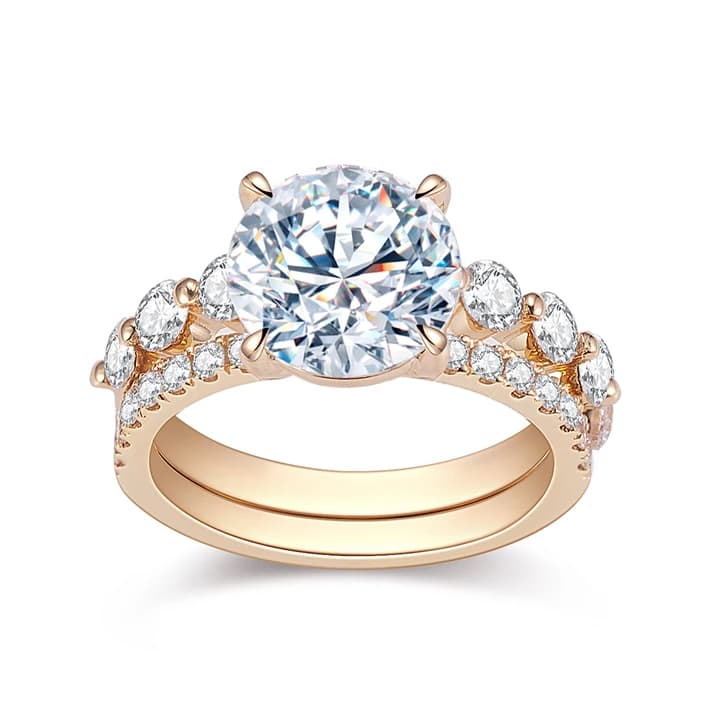 MSR-1675 18K Gold D VVS1 Engagement Wedding Ring 3CT Round Cut Lab Grown Diamond Ring