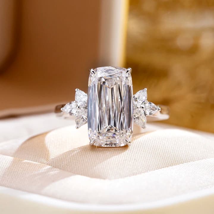 Custom Luxury Ring MSR-1689 18K Engagement Real Gold Jewellery With Cushion Cut Lab Grown Diamond Wedding Ring