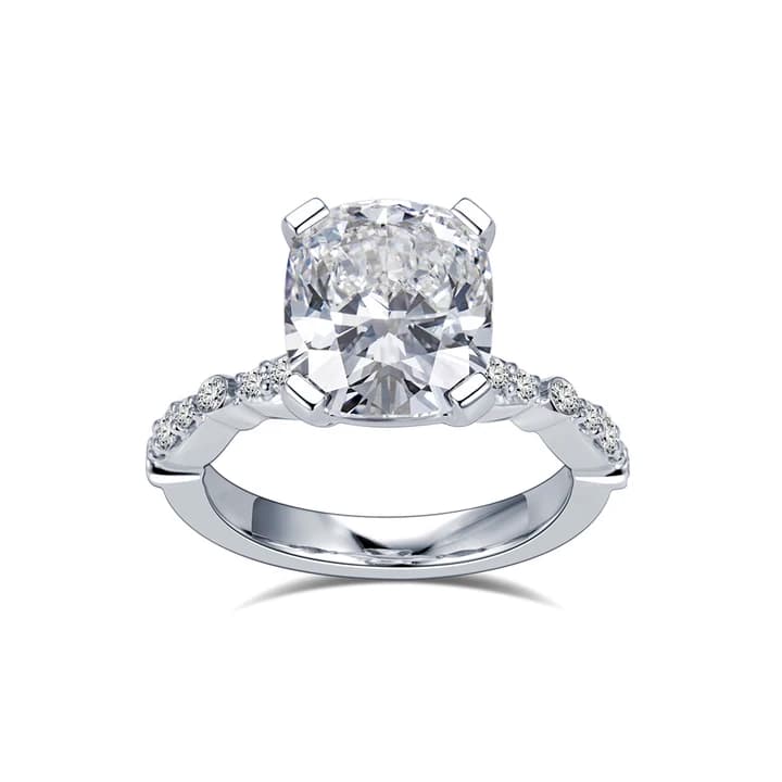 18K Gold MSR-1710 Valentine's Day Gift Custom Jewellery Factory Good Price 5ct Cushion Diamond Engagement Ring for Woman
