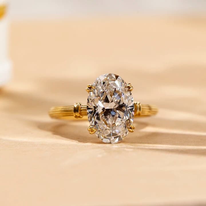 MSR-1711 Custom for Valentine's Day Gift 18K Solid Gold With 5carat Oval Cut Lab Grown Diamond Engagement Ring
