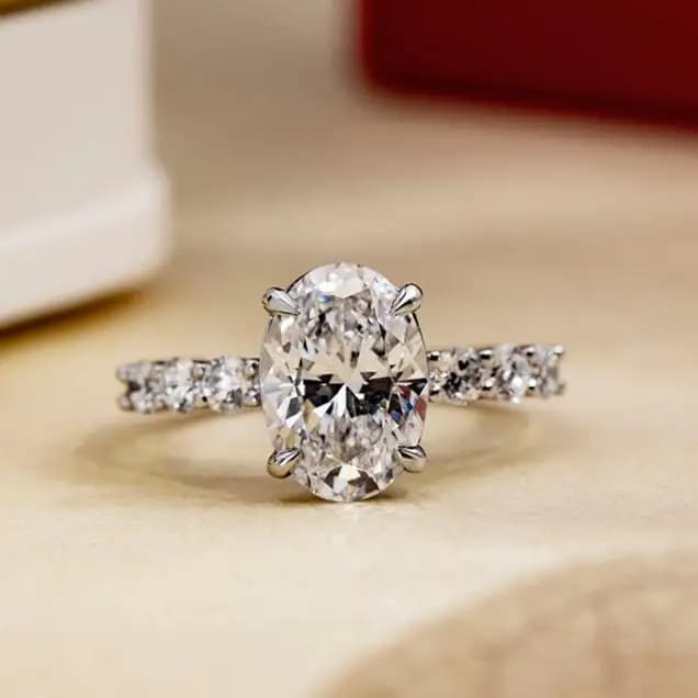 MSR-1712 925 Sliver Engagement Ring Solitaire Diamond Ring Oval Cut D VS1 2CT Lab Grown Diamond Ring