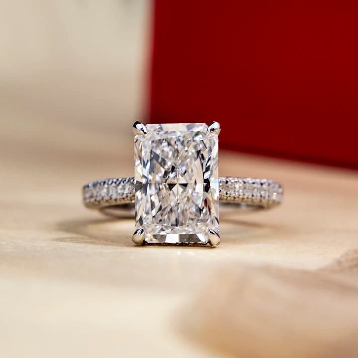MSR-1713 Custom for Valentine's Day Gift 18K Solid Gold With 3.83carat Radiant Cut Lab Grown Diamond Engagement Ring