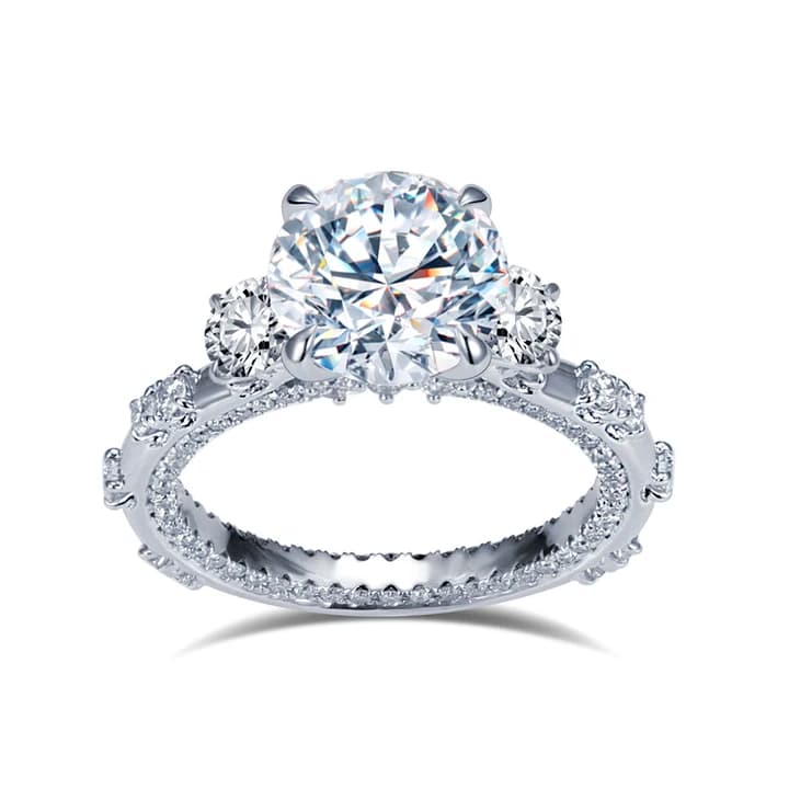 MSR-1765 IGI Certified 2.5CT F VVS2 18k Gold Fashion Round Lab Grown Diamond Ring