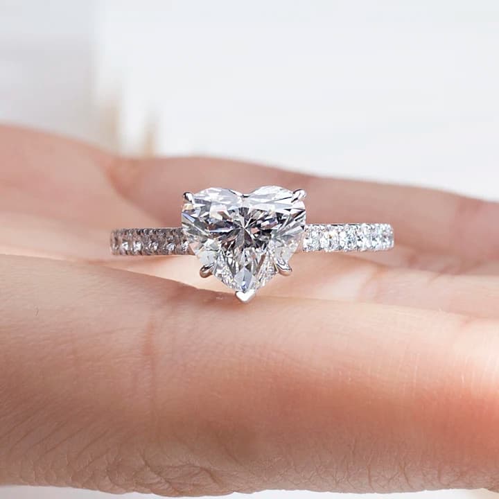 Customized MSR-1814 Fashion 14K Gold Romantic Ring 2ct D VVS2 Heart Shape Lab Grown Diamond Ring
