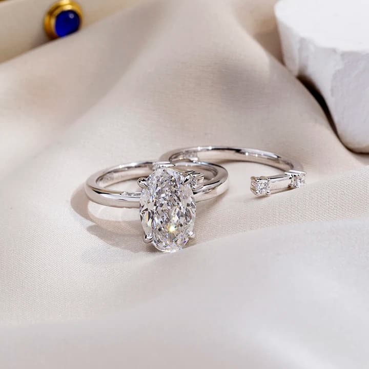 Custom IGI Certificate Gold Jewellery PT950 Oval Cut 2.8CT D VS1 Lab Grown Diamond Ring MSR-1822