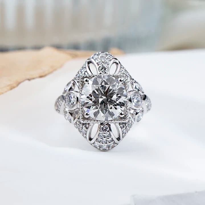 Customized Fine Jewellery MSR-1836 PT950 3CT D VS2 Round Cut Luxury Lab Grown Diamond Ring