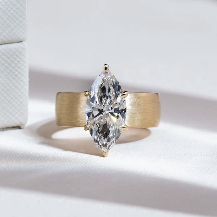 Messi Jewely MSR-1843 Custom Ring Jewellery 10K Gold Marquise Cut 4ct F VVS2 Lab Grown Diamond Ring
