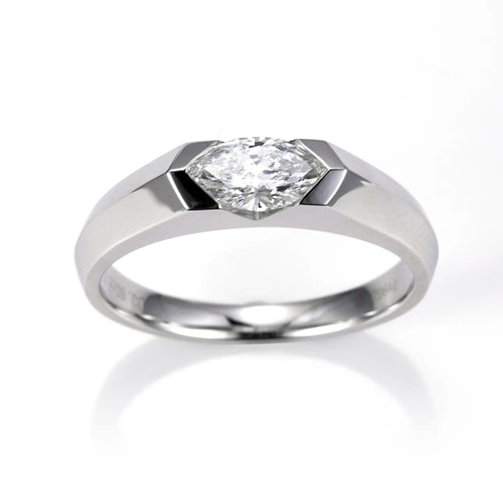 Custom Fine Jewellery MSR-1846 Marquise Cut PT950 Gold 4.1ct D VS1 Lab Grown Diamond Ring