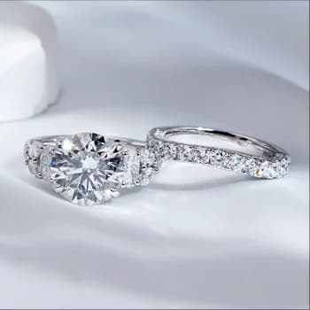 Custom Fine Jewellery MSR-1851 Round Shape Engagement Ring 14k Gold 5ct D VS1 Lab Grown Diamond Stackable Ring