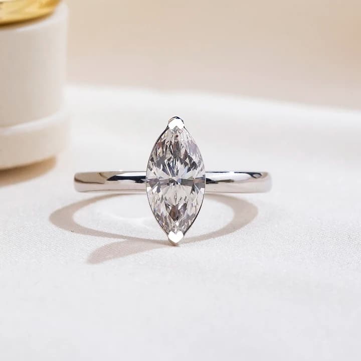 Custom Fine Ring Jewellery MSR-1856 PT950 Marquise Cut 1.6CT E VVS2 Lab Grown Diamond Ring