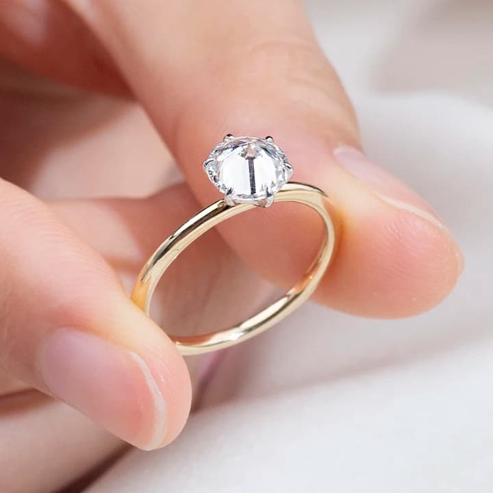 Messi Custom Jewellery MSR-1858 14k Solid Gold Solitaire Diamond Ring Luxury 6.5CT E VS1 Round Lab Grown Diamond Engagement Ring