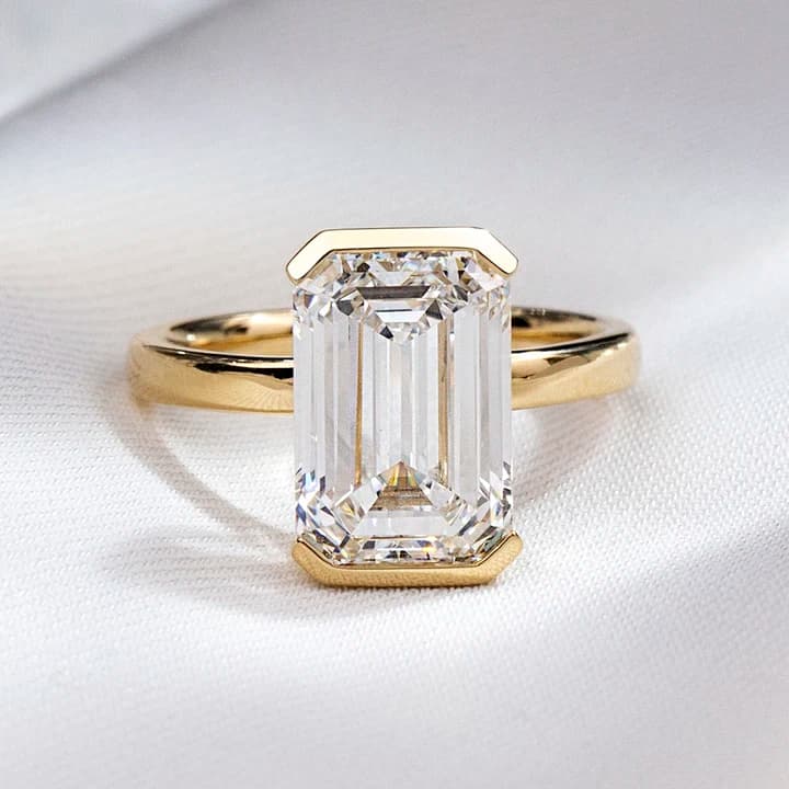 MSR-1879 Custom IGI Certificate Gold Jewellery 14K Emerald Cut 5CT E VS1 Lab Grown Diamond Ring