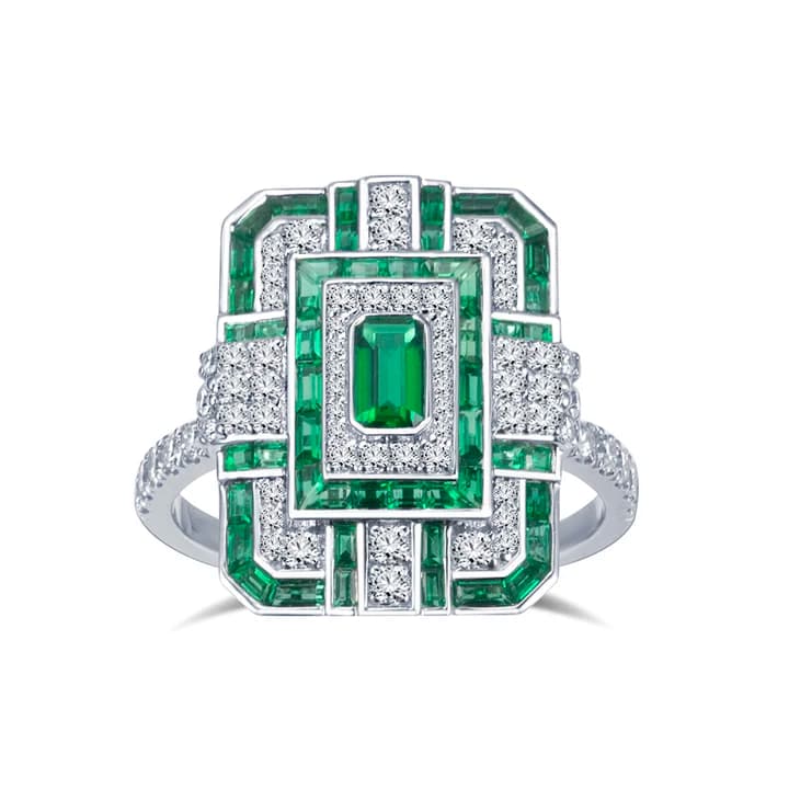 Latest Designed MSR-1880 Luxury Ring Ring 18k Solid Gold Emerald Cut Lab Grown Diamond Ring