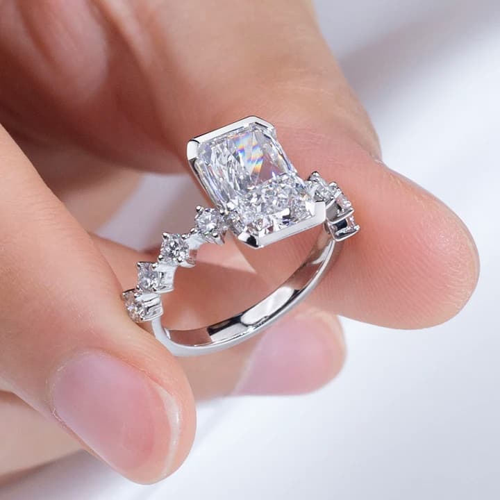Custom IGI Certificate Gold Jewellery PT950 Radiant Cut 3CT D VS1 Lab Grown Diamond Ring MSR-1881