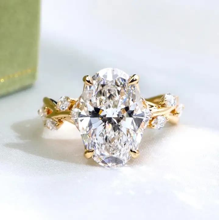 MSR-1903 10K\/14K\/18K Yellow Gold Luxury 5 Carat D VVS1 Oval Cut Lab Grown Diamond Ring for Women