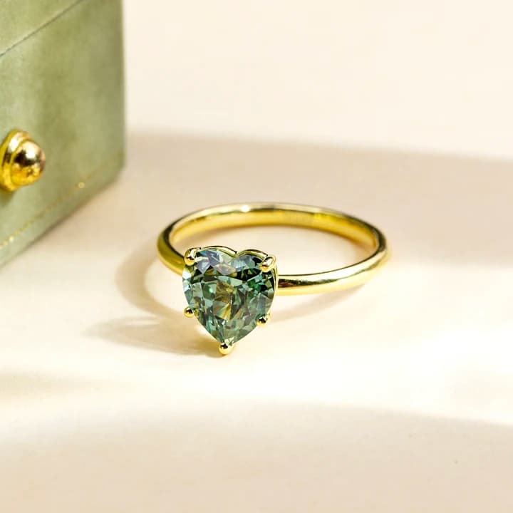 MSR-1907 Custom Ring Jewellery 925 Silver Solitaire Ring Heart Cut Color Gemstone Ring