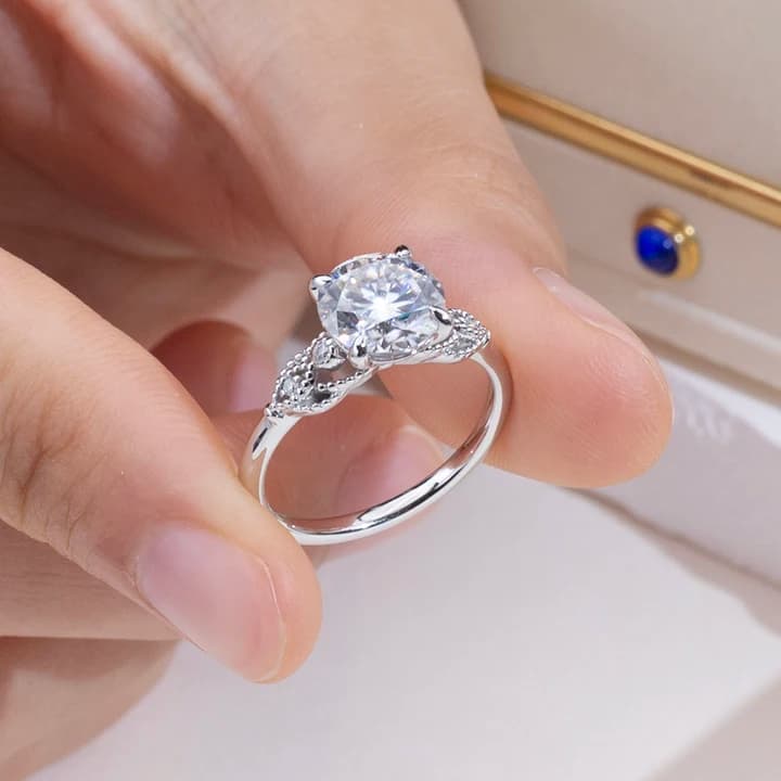 Custom Fine Jewellery MSR-1920 925 Silver Fashion Ring 1.9CT E VS2 Round Cut Lab Grown Diamond Ring