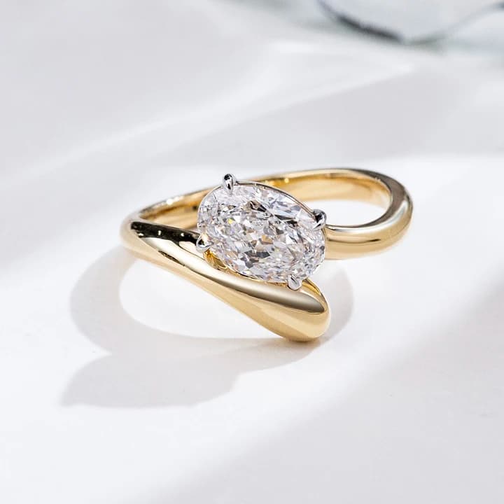 MSR-1949 18k Gold Solitaire Engagement Diamond Ring 1.5CT D VS1 Oval Shape Lab Grown Diamond Ring