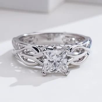 MSR-1981 Custom Ring Jewellery Trendy Ring 14K White Gold 1.6CT D VVS2 Princess Cut Lab Grown Diamond Ring