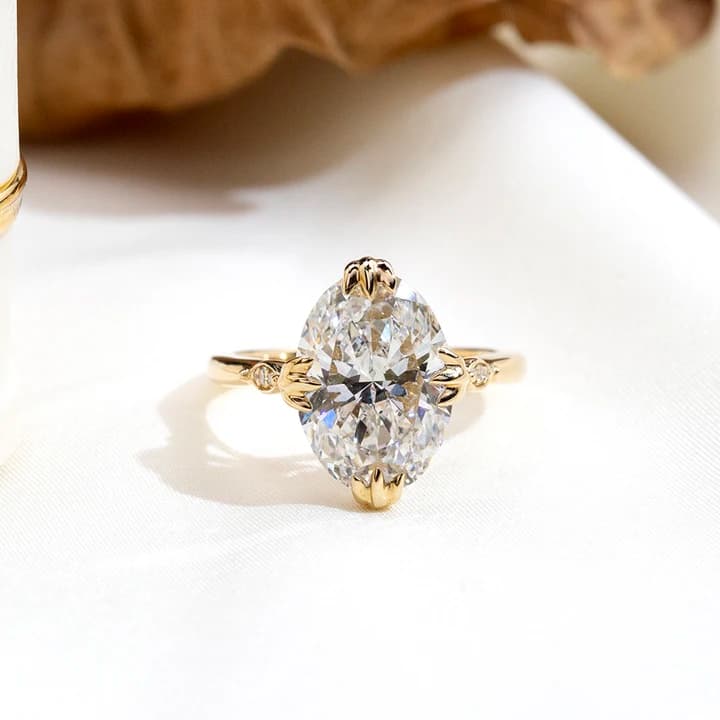 MSR-1986 14k Gold Engagement Ring 5.1ct Oval Lab Grown Solitaire Diamond Ring