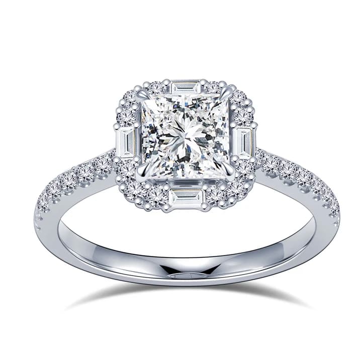 Customized MSR-1996 Fashion 14K Gold Luxury Ring 1ct D VS2 Princess Shape Lab Grown Diamond Ring