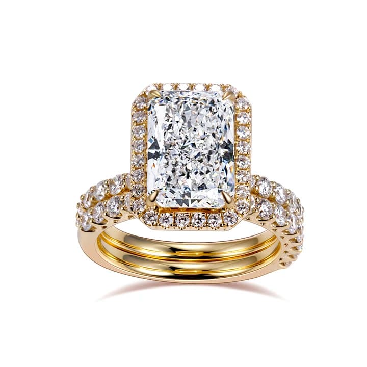 MSR-2013 Custom Ring Jewellery 4ct E VVS2 Engagement Ring 18k Yellow Gold Radiant Cut Luxury Lab Grown Diamond Stactkable Ring