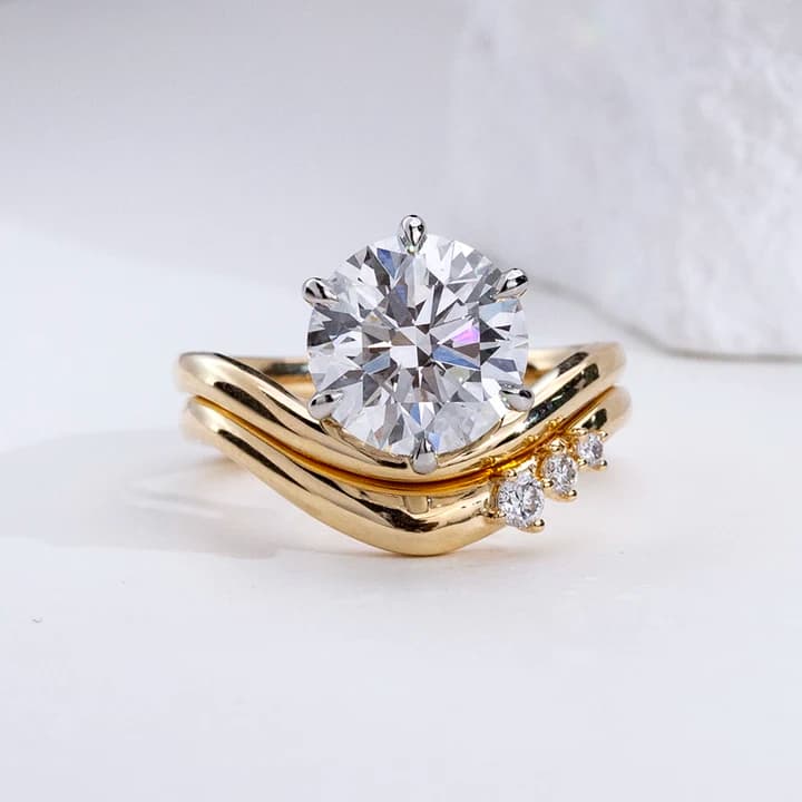 MSR-2021 Fashion 18k Gold Stackable Ring Round Cut 3ct D VVS2 Lab Grown Diamond Ring