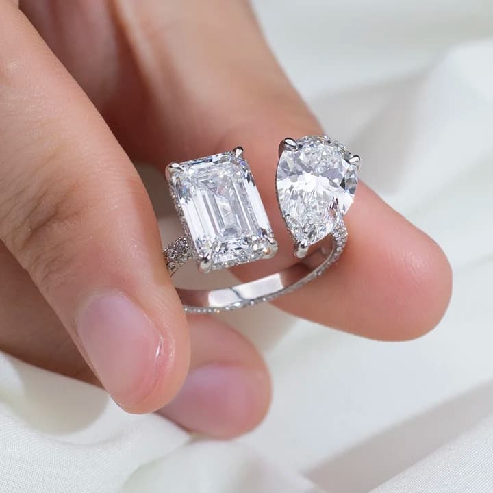 MSR-2030 Fashion halo Ring 6Carat Two Stone Lab Grown Diamond Engagement Ring